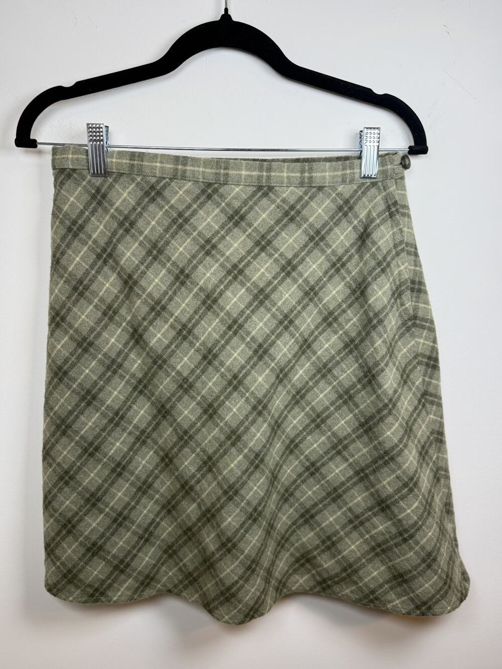 Abercrombie & Fitch Green Plaid Wool Blend A-Line Skirt Size 6 Lined Y2K Fall